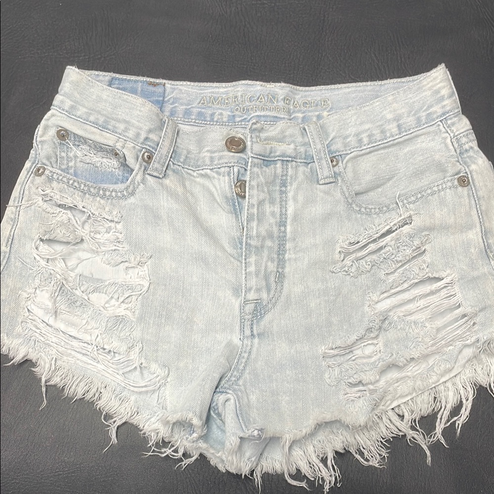 American Eagle Outfitters Blue Distressed Jean Shorts